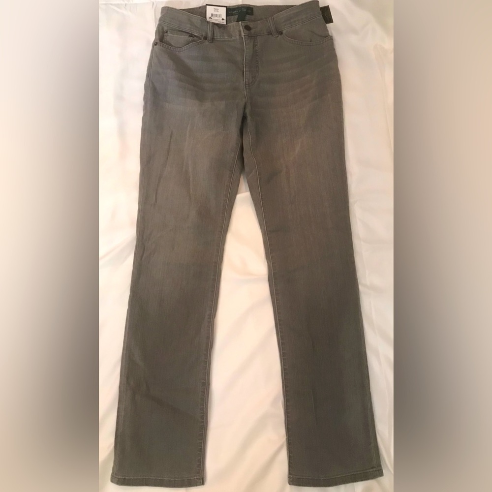 LRL Lauren Jeans Co. Womens Denim Slimming Straight Leg Jeans, Faded, Size 8R.